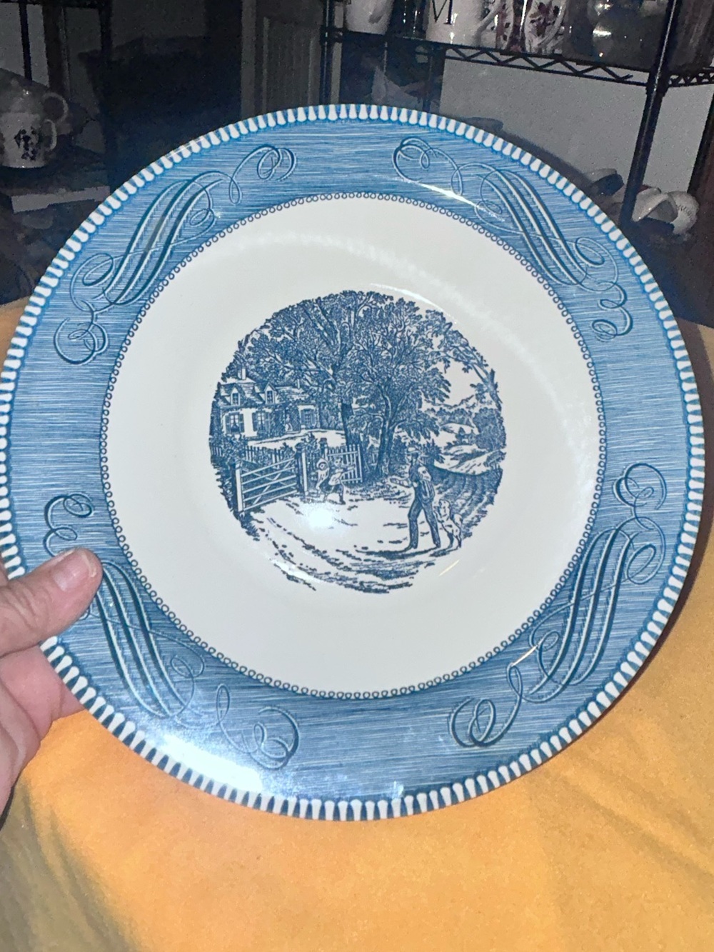 Currier and Ives "Home Sweet Home" Blue 10" Bowl